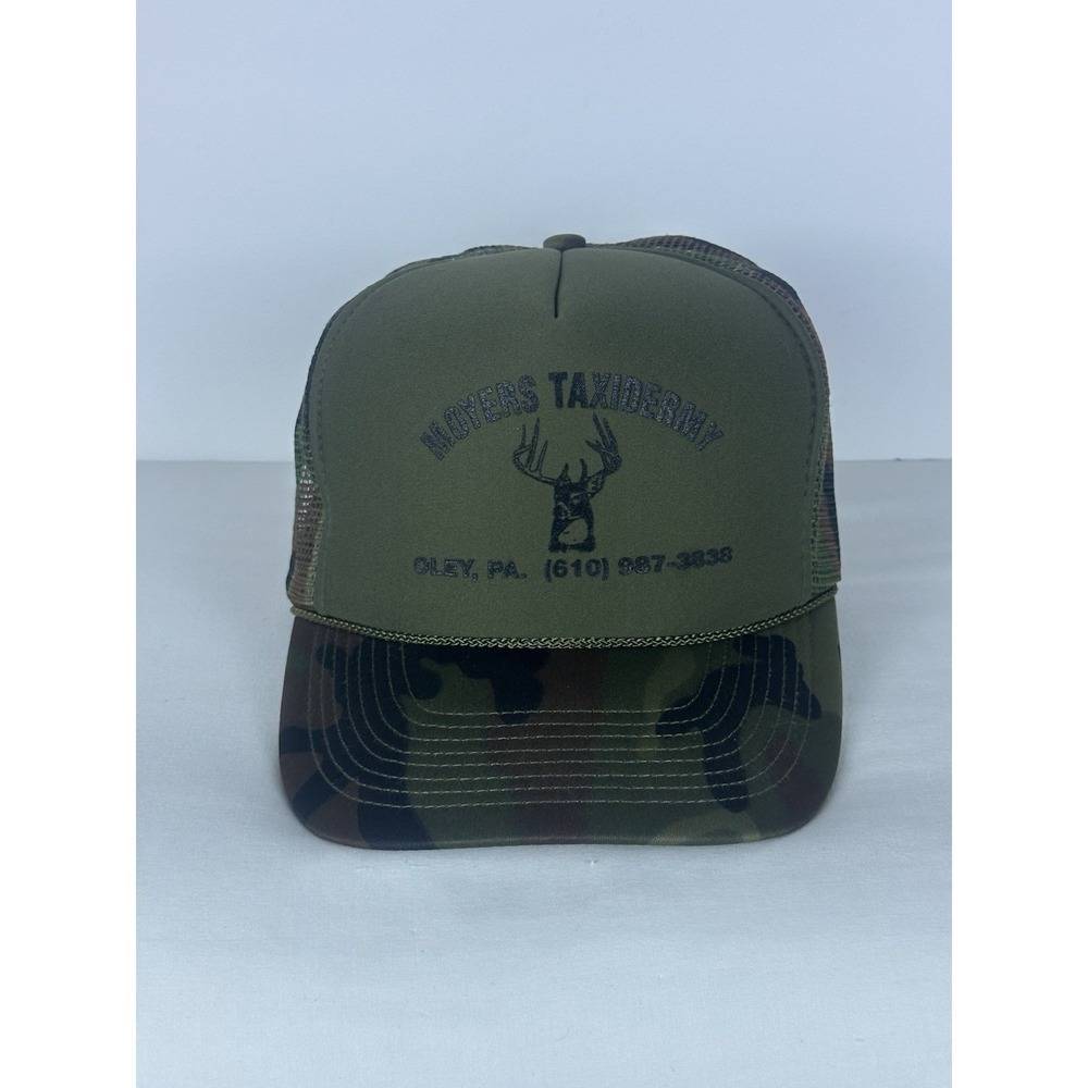 Moyers Taxidermy Oley,Pa. Rope SnapBack Trucker Hat Cap Camo Nature Outdoors